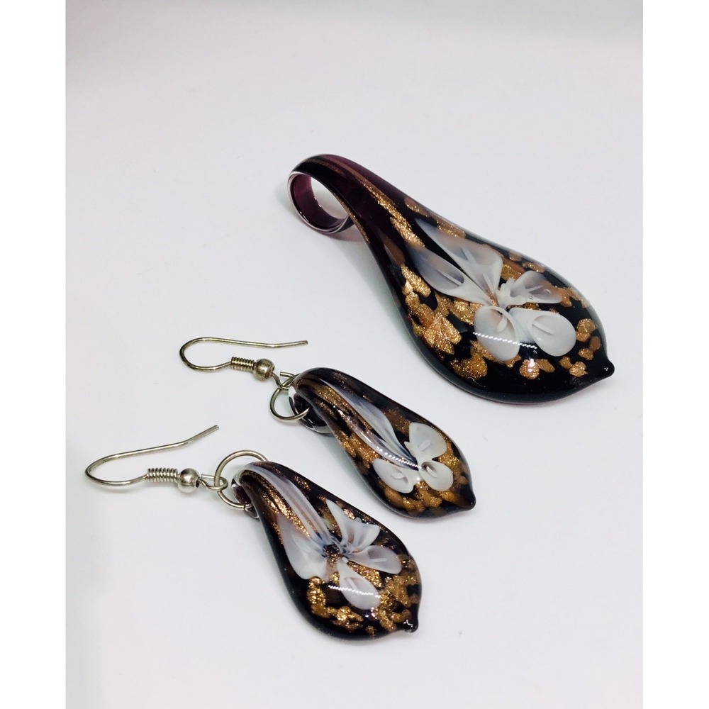 Artisan Glass‎ Art Pendant & Earring Set
